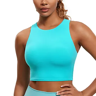 CRZ YOGA Womens Butterluxe Workout Cropped Tank Tops High Neck Racerback  Tanks Sleeveless Athletic Crop Top