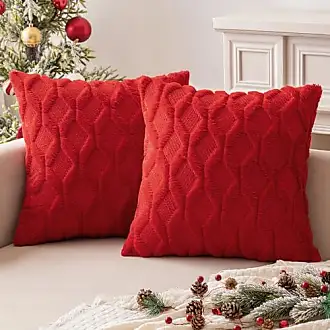  MIULEE Christmas Red Throw Pillow Covers 18x18 Set of 2  Decorative Farmhouse Couch Throw Pillows Boho Shells Soft Plush Wool  Pillowcases for Bedroom Living Room Sofa : Home & Kitchen