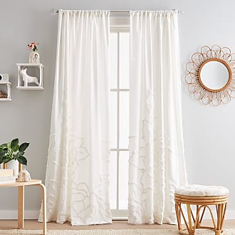 White Pack of 2 Two-Tone Double Layer Short Curtain with Loops W x H 45 x 90 cm Blue Joyswahl Lydia Voile Bistro Curtains with Tassel Panneaux 