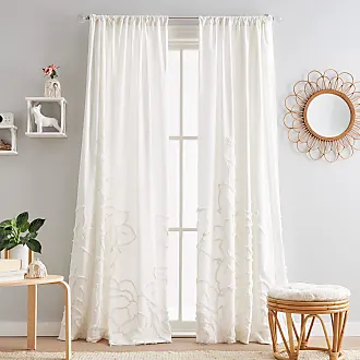 Peri Home Semi -Sheer Chenille Rose Rod Pocket Window Curtain Panel Pair, 108, White
