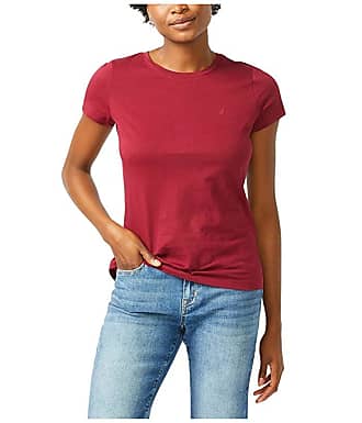 Nautica Womens Elbow Sleeve Woven-Knit Combo Top 