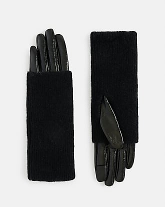 Ernest W. Baker Black & Red Lamb Leather Pom Pom Gloves - Black