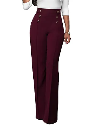 ORANDESIGNE Pantaloni Donna Eleganti Vita Alta Gamba Larga