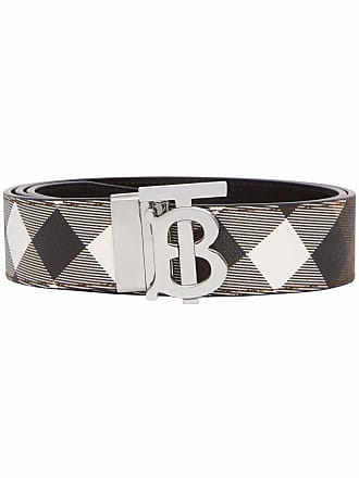 Burberry Tb Belt In Leather And Check in Gray for Men