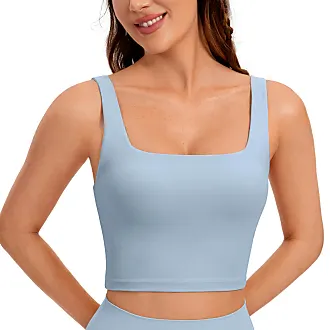 CRZ YOGA Women's Butterluxe Square Neck Sports Bra Padded Wireless Crop Top  Gym Workout Tank Tops Camisole with Built in Bra
