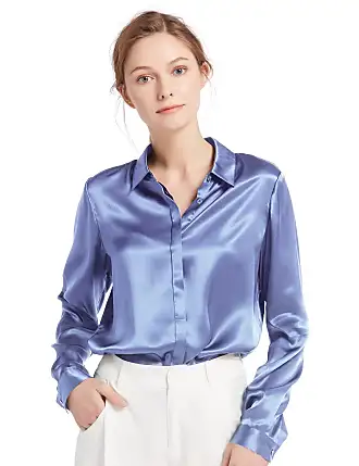 Indigo Blue – Short Silk Shirt – Collar Neck –