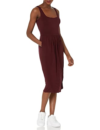 Daily Ritual Womens Jersey Sleeveless Empire-Waist Midi Dress, Dark Red, XX-Large