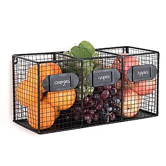 MyGift Deluxe Stackable Metal Wire Mesh Fruit & Produce Basket Rack, Kitchen Stacking Storage Bin, Set of 2, Black