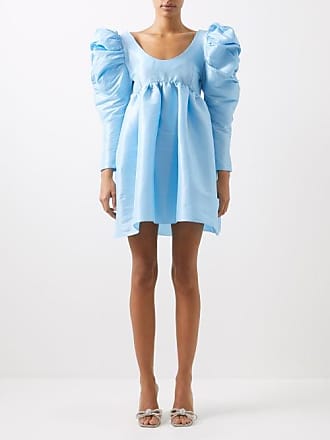 Kika Vargas Chiara Puff-sleeve Silk-blend Mini Dress - Womens - Light Blue