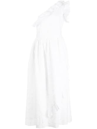 Batsheva one-shoulder midi dress - women - Cotton - 16 - White