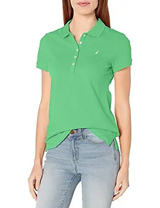 Nautica Women's 3-Button Short Sleeve Breathable 100% Cotton Polo