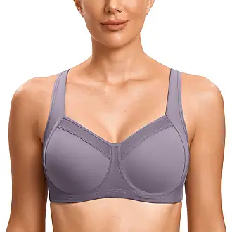 Yvette High Impact Sports Bras for Women Large Bust High Support Zip Front  Closure Sports Bra for Running(Purple) - Yvette