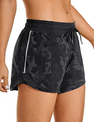 CRZ YOGA Athletic Shorts for Women with Zip Pocket, 4 Mid-Waist