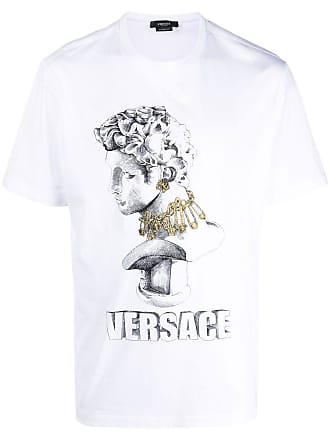 Versace Icons Embroidered Cotton-jersey T-Shirt - Women - White Tops - XXL