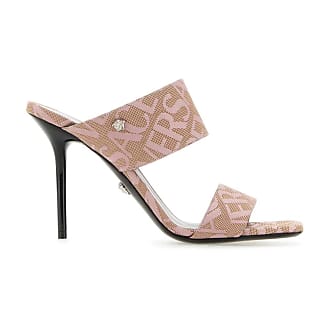 Versace 95mm Monogram Canvas Slingback Pumps, Beige Brown-Palla, Women's, 39.5EU, Pumps & High Heels Slingback Heels