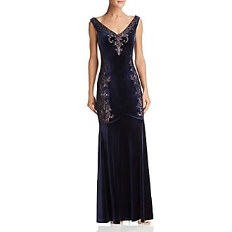 Bcbgmaxazria Womens Lace Applique Velvet Gown, Dark Navy, Large