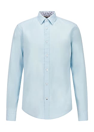 HUGO Baumwolle Slim-Fit Hemd aus bügelleichter Baumwoll-Popeline in Blau für Herren Herren Bekleidung Hemden Business Hemden 