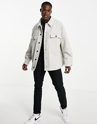 Topman oversized textured shacket in gray-Grey