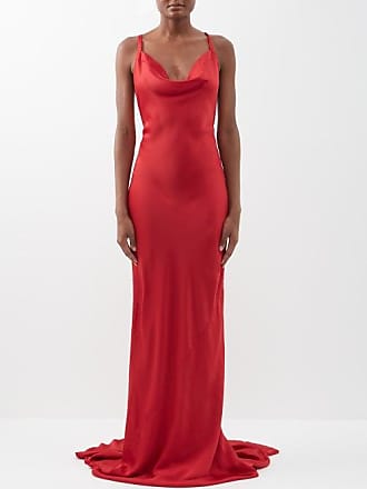 Norma Kamali Backless Satin Gown - Womens - Red