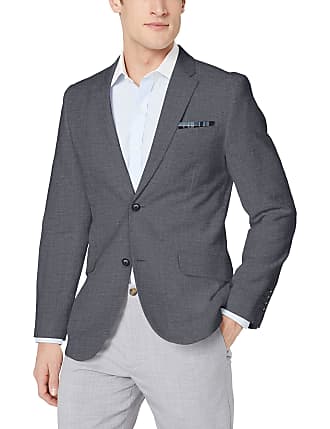 Perry Ellis Mens Slim Fit End Linen Jacket, Classic Bijou Blue, 40 Regular