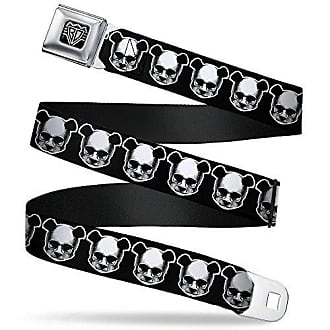 Buckle-Down Seatbelt Buckle Dog Collar - Skulls & Stars Black/White/Pink