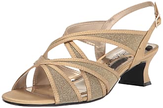 Easy Street Womens Tristen Slingback Sandal Heeled, Gold Satin, 6.5 Narrow