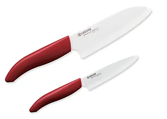 Revolution 2 Piece Ceramic Knife Set - Red/White 5.5 Santoku and 4.5  Utility