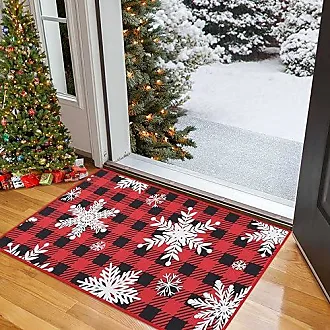 CAROMIO Christmas Decorative Kitchen Rugs and Mats Washable Kitchen Mats  Xmas Throw Kitchen Floor Mat Non-Skid Indoor Kitchen Mat Sets for Laundry