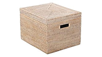 Kouboo La Jolla Rectangular Rattan Box, White-Wash Toilet Roll Storage Basket (1030101)