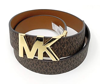 New Michael Kors Women's BLACK Monogram MK Silver Logo Belt