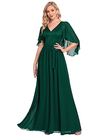 Womens Clothing Dresses Casual and summer maxi dresses Green Clips Chiffon Long Dress in Dark Green 