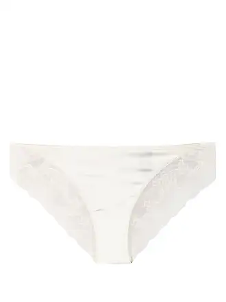 lace-detail organic cotton thong