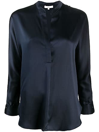 Vince long-sleeved open front blouse - women - Silk - L - Blue