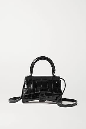 BALENCIAGA Ville Mini shoulder bag Croc-effect leather Black