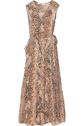 Diane Von Fürstenberg Diane Von Furstenberg Woman Lacey Ruffled Printed Silk-georgette Maxi Wrap Dress Animal Print Size 8