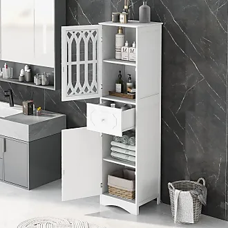 Merax 30 Bathroom Vanity W, Gray Combo Stand Storage Cabinet Set with  Square White Resin Sink Top, Grey