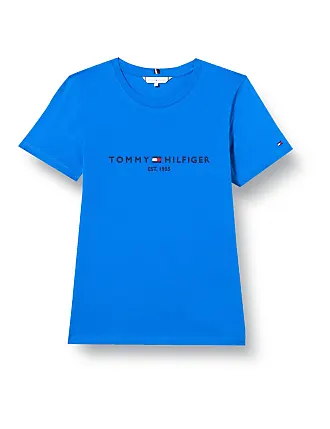 Tommy Hilfiger T-shirt Maniche Corte Donna Scollo Rotondo, Blu (Hydrangea  Blue), M 