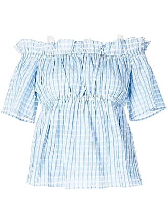 B+ab off-shoulder gingham blouse - women - PolyesterCotton/Polyamide/Polyester - S - Blue