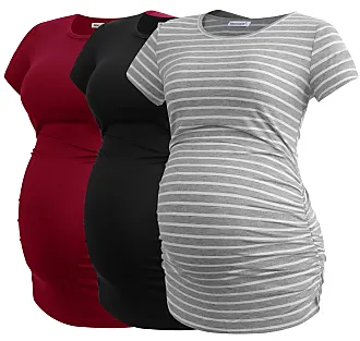 Smallshow Women's Maternity Tops 3/4 Sleeve Tunic Pregnancy Clothes Shirt  3-Pack Black/Deep Green/Light Grey Small at  Women's Clothing store