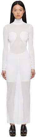 Alaia White Voile Turtleneck Long Dress