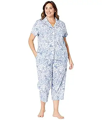 Karen Neuburger Plus Size Meadow Dreams Long Sleeve Girlfriend Long Pajama  in Blue