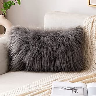 Faux Fur Decorative Throw Pillow Covers , Mongolian Luxury Fuzzy Pillow  Case Cushion Cover for Bedroom and Couch,beige Fluffy Cushion Case 