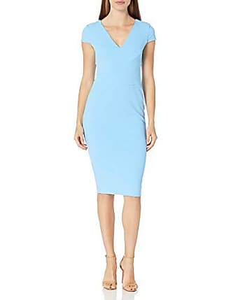 Donna Morgan Womens Cap Sleeve Fitted Crepe Sheath Dress, Blue Sapphire, 0