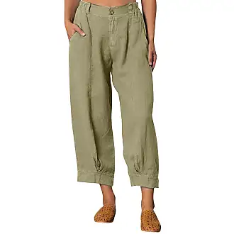 Pantaloni di lino da Donna in Cachi: Adesso fino al −55%