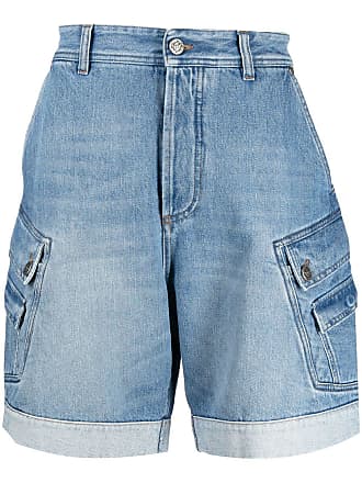 Balmain Men's Monogrammed Denim Shorts