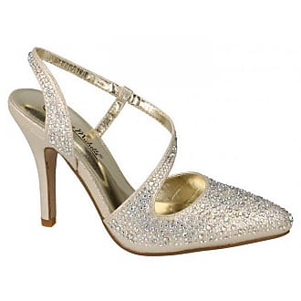 Anne Michelle F10299 Ladies Silver Diamante Slingback Evening Formal Sandals 