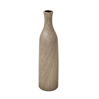 Sagebrook Home 11916 Ceramic Hex Pattern Vase Antique Brown Ceramic 6.5 x 6.5 x 5.75 Inches 