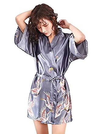 Avidlove Femme Robe de Chambre Peignoir Kimono Satine Robe de Nuit Manche 3/4 