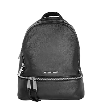 Michael Kors Black and White Rhea Zip Medium Backpack at FORZIERI