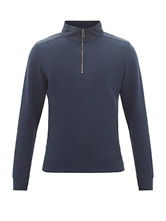 Belstaff High-neck Quilted-shell And Wool Sweatshirt - Mens - Navy